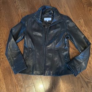 Calvin Klein Black Leather Lined Jacket - Size XS - Excellent Condition